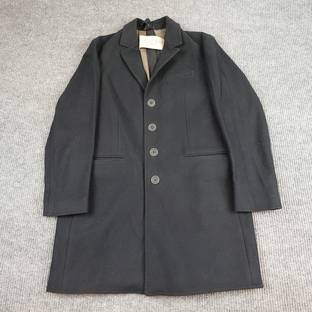 Burberry Brit Jacket Womens XL Black Wool Cashmere Overcoat Plaid Lined Classic